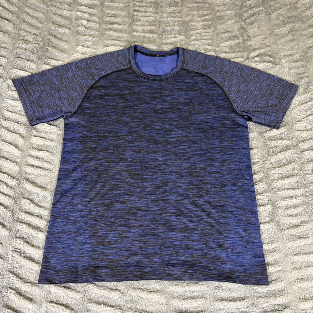 Lululemon Metal Vent Tech Short Sleeve Shirt Mens Medium Blue Black Space Dye